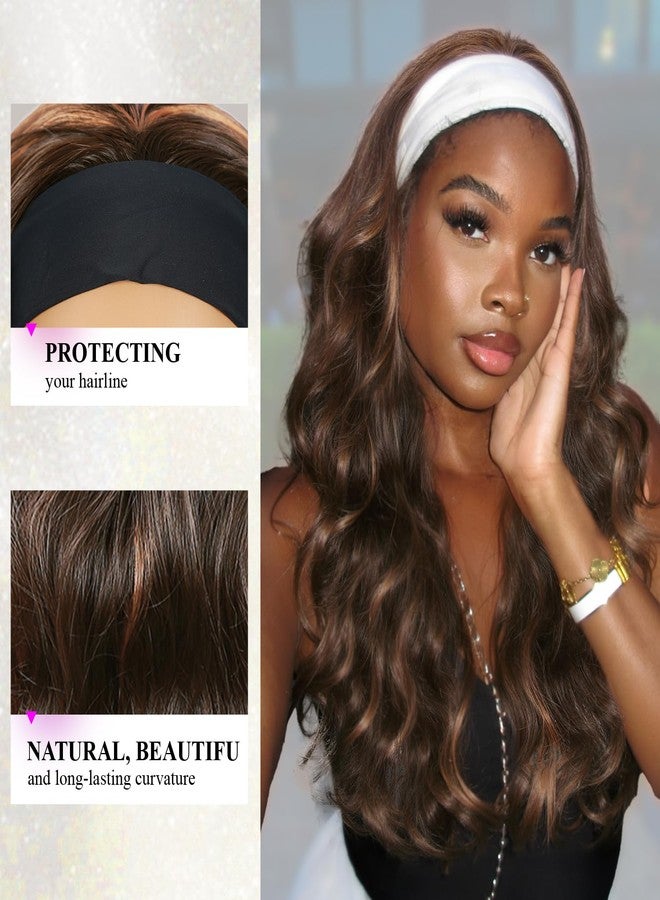 Quantum Love Long Curly Headband Wigs Synthetic Body Wave Headband Wigs for Black Women 26Inch Wear and Go Glueless Half Wig with Headbands Attached - Image 5
